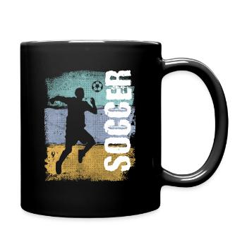 Soccer Vintage Retro Soccer Player - Full Colour Mug - black - Right
