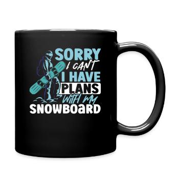 Désolé, je ne peux pas avoir de plans avec mon snowboard - Mug uni - noir - Droite