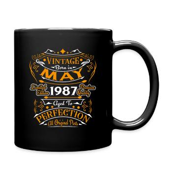 May 1987 Vintage Born in May 1987 Anniversary - Full Colour Mug - black - Right