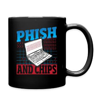 Phish and Chips Hacker Hacking Internet Network - Mug uni - noir - Droite