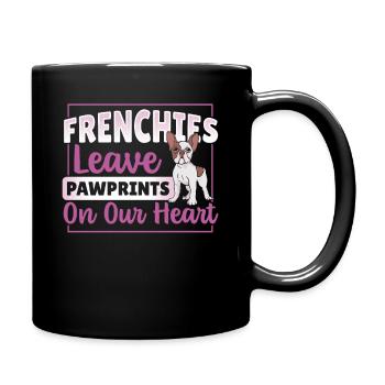 Frenchies Leave Pawprints on Our Heart French - Full Colour Mug - black - Right