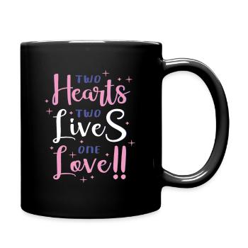 Two Hearts, Two Lives, One Love - Full Colour Mug - black - Right