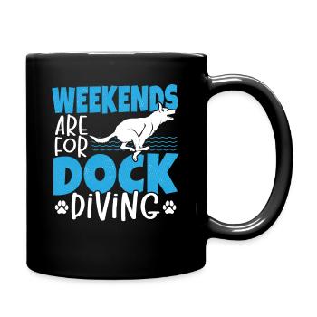 Weekends Are For Dock Diving Dog Jumping - Tasse einfarbig - Schwarz - Rechts