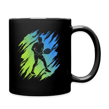 Tennis Tennistrainer Kinder Jungen Tennisspieler - Tasse einfarbig - Schwarz - Rechts