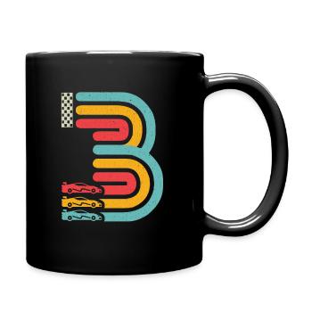 3. Geburtstag Rennwagen 3 Jahre alt Rennauto - Tasse einfarbig - Schwarz - Rechts