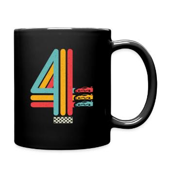 4. Geburtstag Rennwagen 4 Jahre alt Rennauto - Tasse einfarbig - Schwarz - Rechts