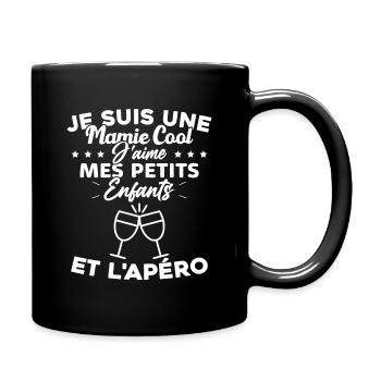 Mamie J'aime Mes Petits Enfants et l'apéro Humour - Mug uni - noir - Droite