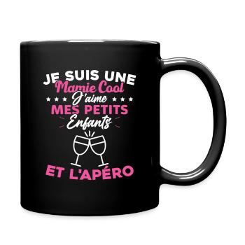 Mamie J'aime Mes Petits Enfants et l'apéro Humour - Mug uni - noir - Droite