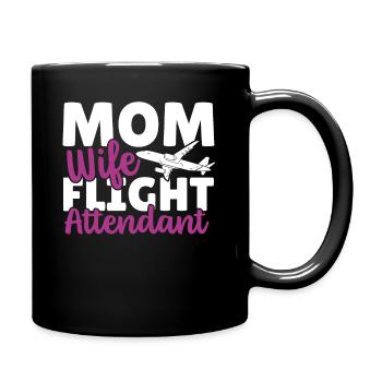 Flugbegleiter Flugbegleiterin Luftfahrt Fliegen - Tasse einfarbig - Schwarz - Rechts