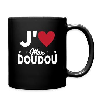 J'aime Mon Doudou Femme Amour Doudou Cadeau - Mug uni - noir - Droite