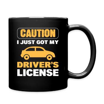 Caution I Just Got My Driver's License New Driver - Full Colour Mug - black - Right