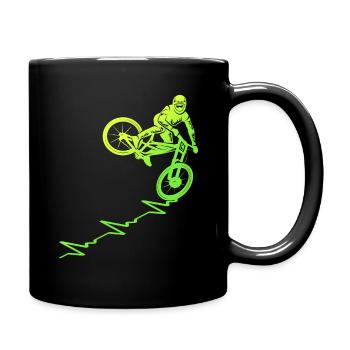 Mountain Bike Pulslinie Fahrrad Mountainbike - Tasse einfarbig - Schwarz - Rechts