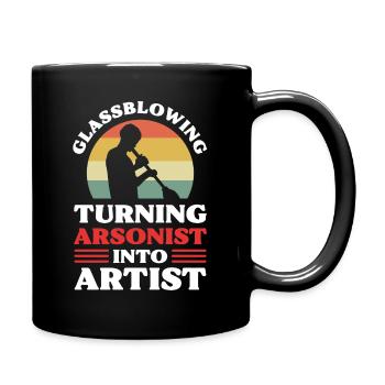 Le soufflage de verre transforme un pyromane en verre d’artiste - Mug uni - noir - Droite