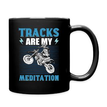 Tracks Are My Meditation Motocross Dirt Bike - Full Colour Mug - black - Right