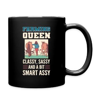 Farming Queen Classy Sassy And A Bit Smart Assy - Full Colour Mug - black - Right