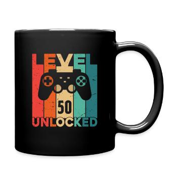 Level 50 freigeschaltet - Tasse einfarbig - Schwarz - Rechts