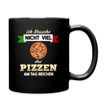 Drei Pizzen am Tag Italien italienische Pizza Fan - Tasse einfarbig - Schwarz - Rechts