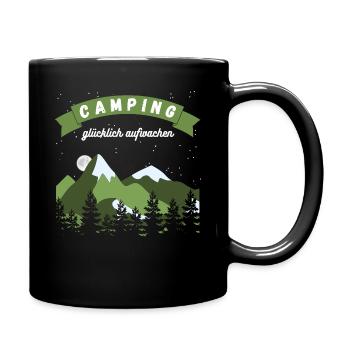Camping glücklich aufwachen - Design - Tasse einfarbig - Schwarz - Rechts