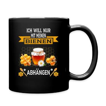 Ich will nur mit meinen Bienen abhängen - Tasse einfarbig - Schwarz - Rechts
