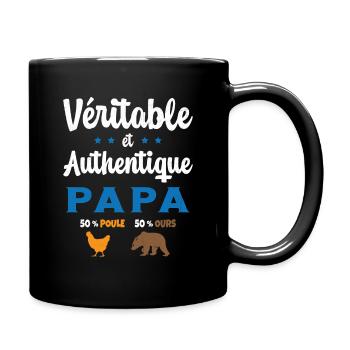 Homme Véritable et Authentique Papa Poule et Ours - Mug uni - noir - Droite