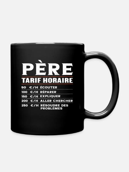 Homme Vintage Humour Tarif Horaire Cadeau Papa - Mug uni - noir