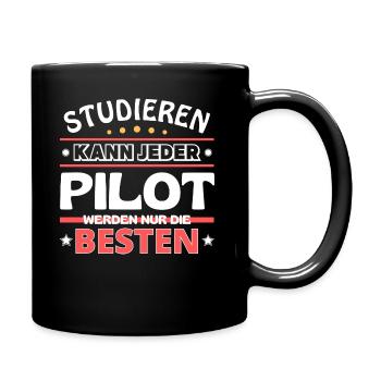 Nur die Besten werden Pilot - Tasse einfarbig - Schwarz - Rechts