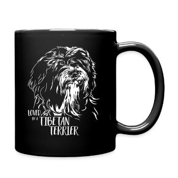 Loved by a Tibetan Terrier Saying Dogs Wilsigns - Full Colour Mug - black - Right