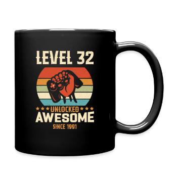 Level 32 abgeschlossen 1991 Geburtstagsgeschenk - Tasse einfarbig - Schwarz - Rechts