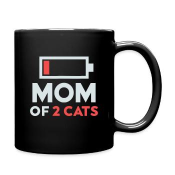 mutter von 2 katzen humor batterie niedrig geschenk - Tasse einfarbig - Schwarz - Rechts