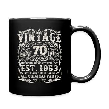 1953 geboren - 70 Jahre alt - Tasse einfarbig - Schwarz - Rechts