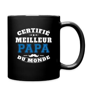 Certifié meilleur papa du monde - Mug uni - noir - Droite