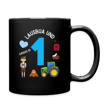 Lausbua und 1 - Tasse einfarbig - Schwarz - Rechts