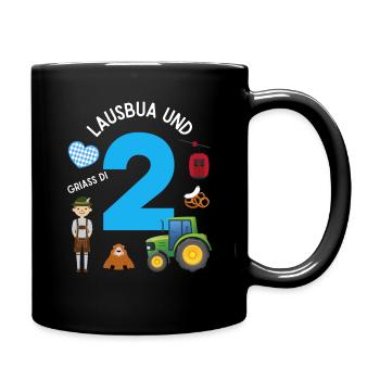 Lausbua und 2 - Tasse einfarbig - Schwarz - Rechts