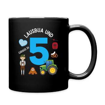 Lausbua und 5 - Tasse einfarbig - Schwarz - Rechts