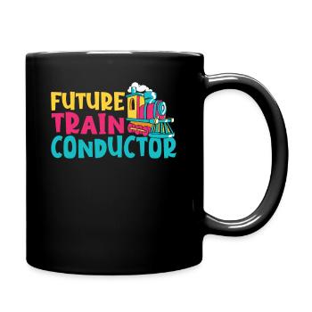 Eisenbahnliebhaber Zukünftiger Zugbegleiter - Tasse einfarbig - Schwarz - Rechts