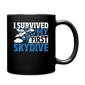 I Survived My First Skydive Skydiving Parachuting - Full Colour Mug - black - Right