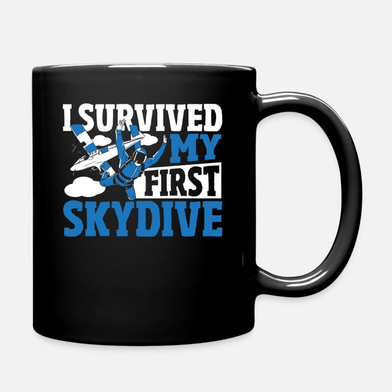 I Survived My First Skydive Skydiving Parachuting - Full Colour Mug - black
