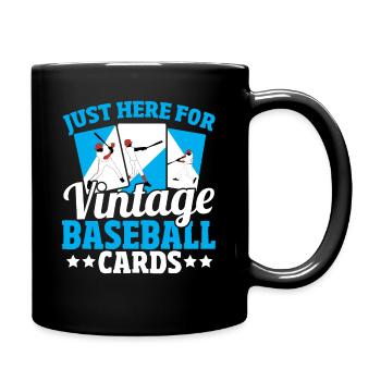 Just Here For Vintage Baseball Cards Baseball - Full Colour Mug - black - Right