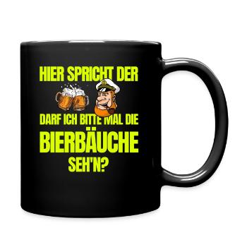 Hier spricht der Kapitän...Bierbäuche seh'n? - Tasse einfarbig - Schwarz - Rechts
