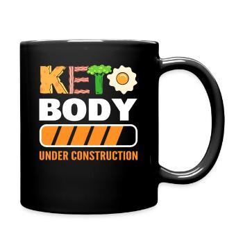 Keto Body Under Construction Keto Diet Ketogenic - Full Colour Mug - black - Right