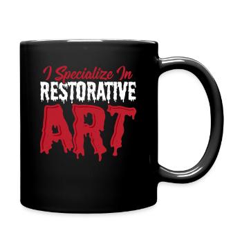 I Specialize In Restorative Art Mortician Funeral - Full Colour Mug - black - Right