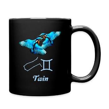 Zodiac sign Gemini, Kingfisher, Constellation - Full Colour Mug - black - Right
