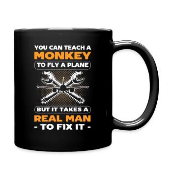 You Can Teach A Monkey To Fly A Plane Aircraft - Full Colour Mug - black - Right