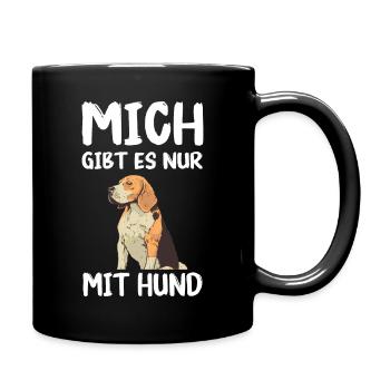 Beagle Hund - Tasse einfarbig - Schwarz - Rechts
