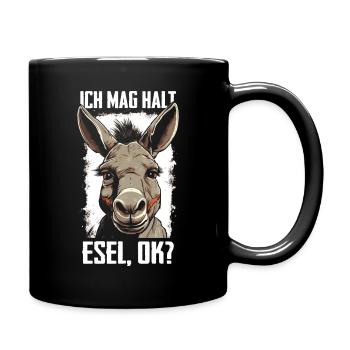 Esel Eselchen Maultier Muli - Tasse einfarbig - Schwarz - Rechts