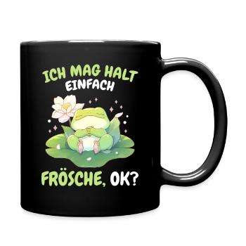 Frosch Grasfrosch Wasserfrosch Kröte - Tasse einfarbig - Schwarz - Rechts