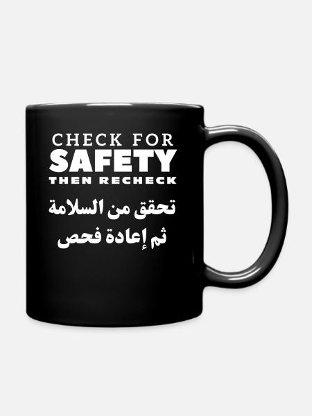 Check for Safety Then Recheck - Full Colour Mug - black