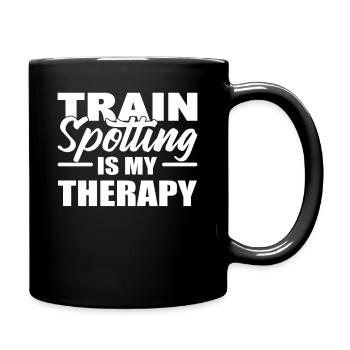 Train Spotting Is My Therapy Trainspotter - Full Colour Mug - black - Right