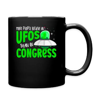 More People Believe In UFOS Than in Congress UFO - Full Colour Mug - black - Right