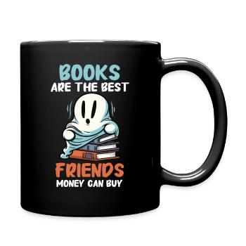 Bücher Buch lesen Bücherei Bibliothek Bücherwurm - Tasse einfarbig - Schwarz - Rechts